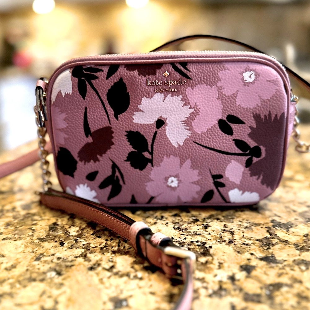 NWOT kate spade Briar Lane Gala Floral Kendall small mauve double zip crossbody